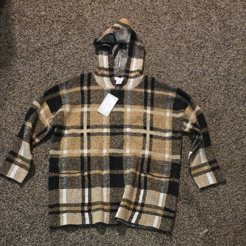 Plaid Hooded Sweater Brand New Size Medium From Botique😍
